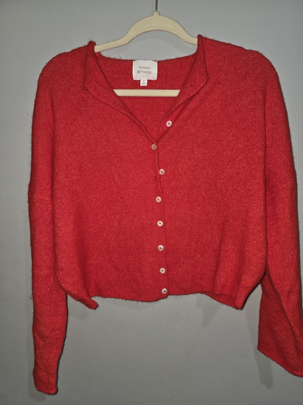 Tomato Red Piper Cardigan From Things Between Button-Front Size Small